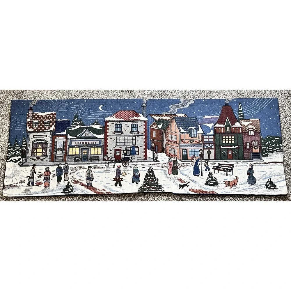 Christmas Scene Table Runner Or Wall Hung Tapestry 36 x 13